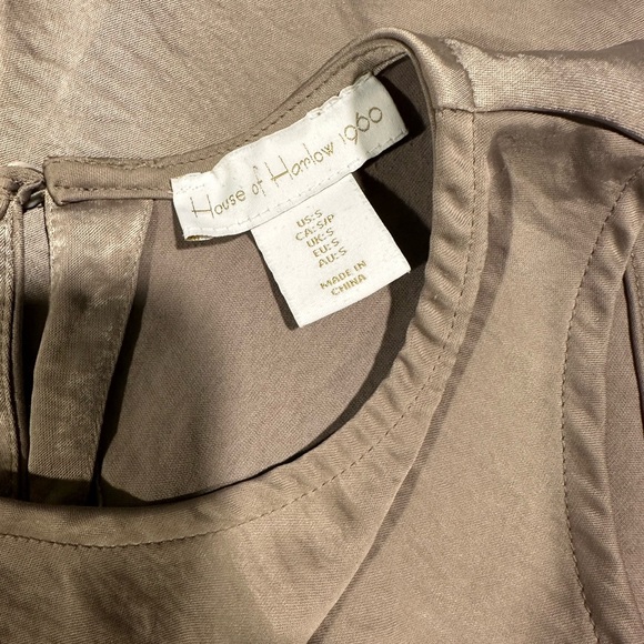 House of Harlow 1960 Tan and Gold Ruched Asymmetrical Maxi Dress - Picture 3 of 9